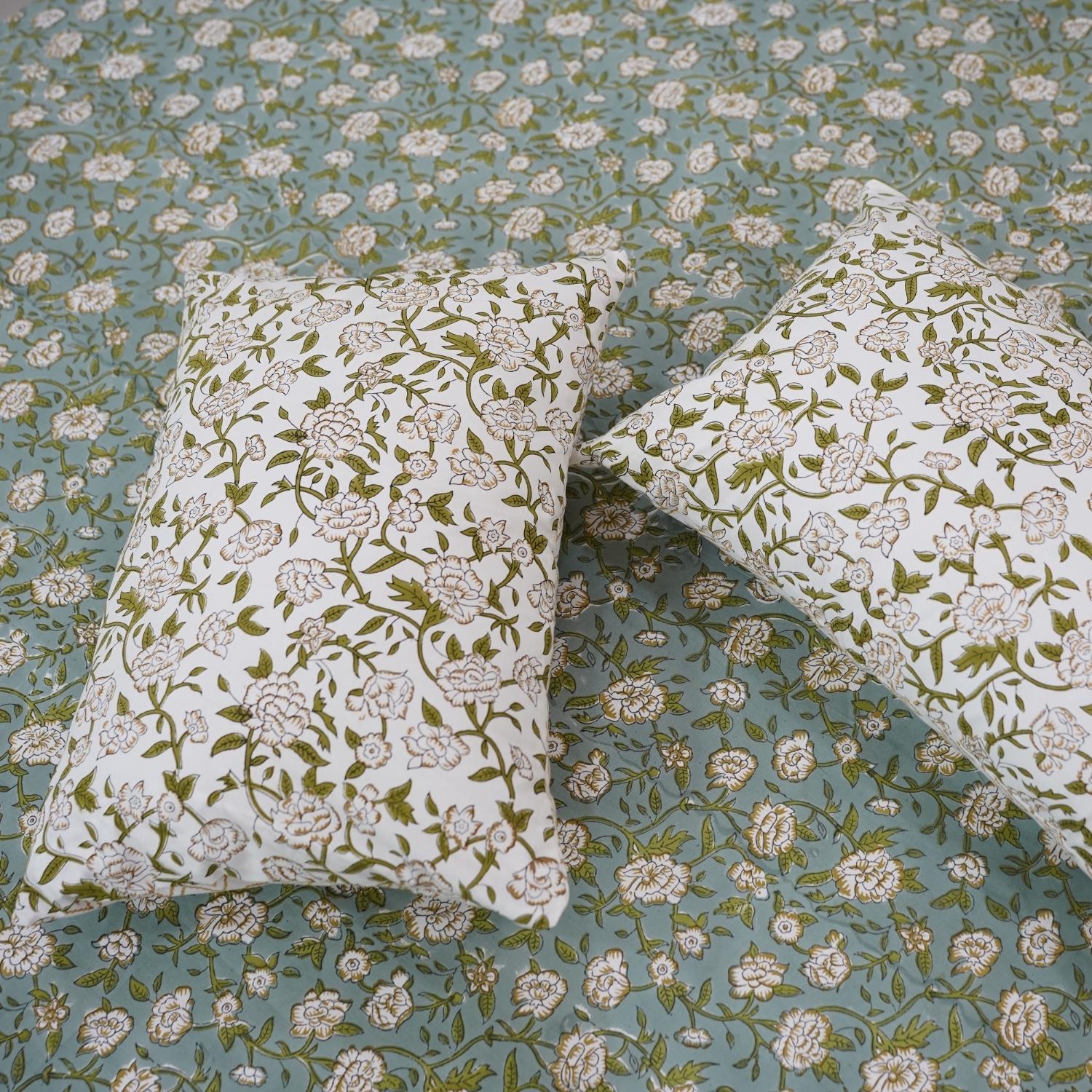 Hand block printed bedding, Indian block print bedsheets, Floral print cotton bedsheet, Natural dyed bedding, Block print pillow cover, Indian handloom bedsheets, Cotton throw for bed.