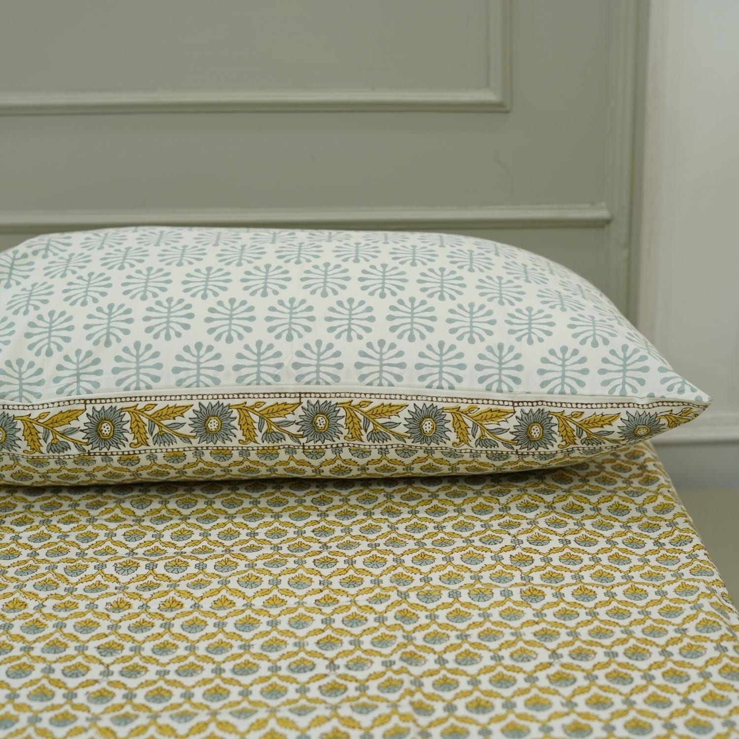 Floral bedsheets India, Artistic boho bedding,  Flat sheet with block prints, Indian boho bedding, Sustainable cotton bedspread, Farmhouse floral bedding, Floral handmade bedcover.