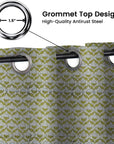 Pure Linen Blackout Grommet Curtain - Room Darkening Hand Block Print Window Treatment - Madhuvan