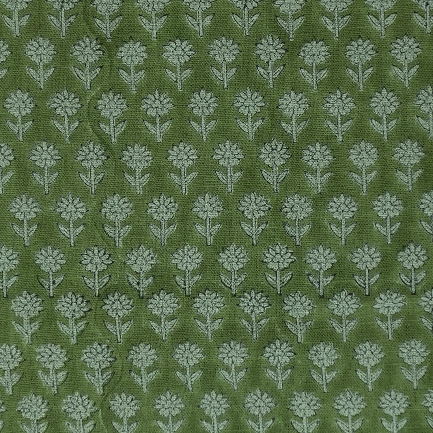Block Printed Leaf Green Floral Roman Shades on Thick Linen Handmade Custom Window Treatment – PANKHUDI