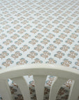 BROWN FLORAL HAND BLOCK PRINTED COTTON KITCHEN TABLE COVER AND NAPKINS SET - BEL PATRA