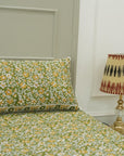 Cotton block print bedsheet, floral handprinted natural king size bedspreads, floral cotton pillow cover set, decorative cotton bedding, bohemian décor, farmhouse cotton bedding.