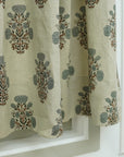 Hand Block Printed Floral Linen Curtains - Blackout Window Door Treatment - Swadesh