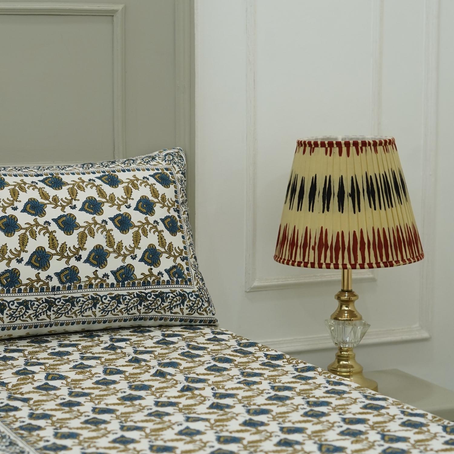 Hand block printed bedding, Indian block print bedsheets, Floral print cotton bedsheet, Natural dyed bedding, Block print pillow cover, Indian handloom bedsheets, Cotton throw for bed.