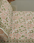 Hand block printed bedding, Indian block print bedsheets, Floral print cotton bedsheet, Natural dyed bedding, Block print pillow cover, Indian handloom bedsheets, Cotton throw for bed.