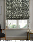 Farmhouse Blackout Roman Shade Linen Block Printed Window Blind - MANIKARNIKA