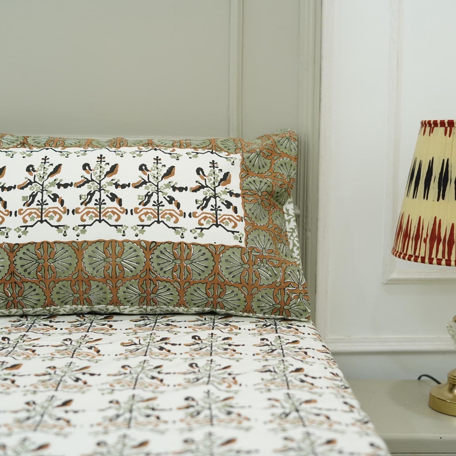 Cotton bedsheet for king, queen and twin size bed, made from 100% cotton fabric bedspread, floral block print handmade printed bedspread for king size bed - Fabritual