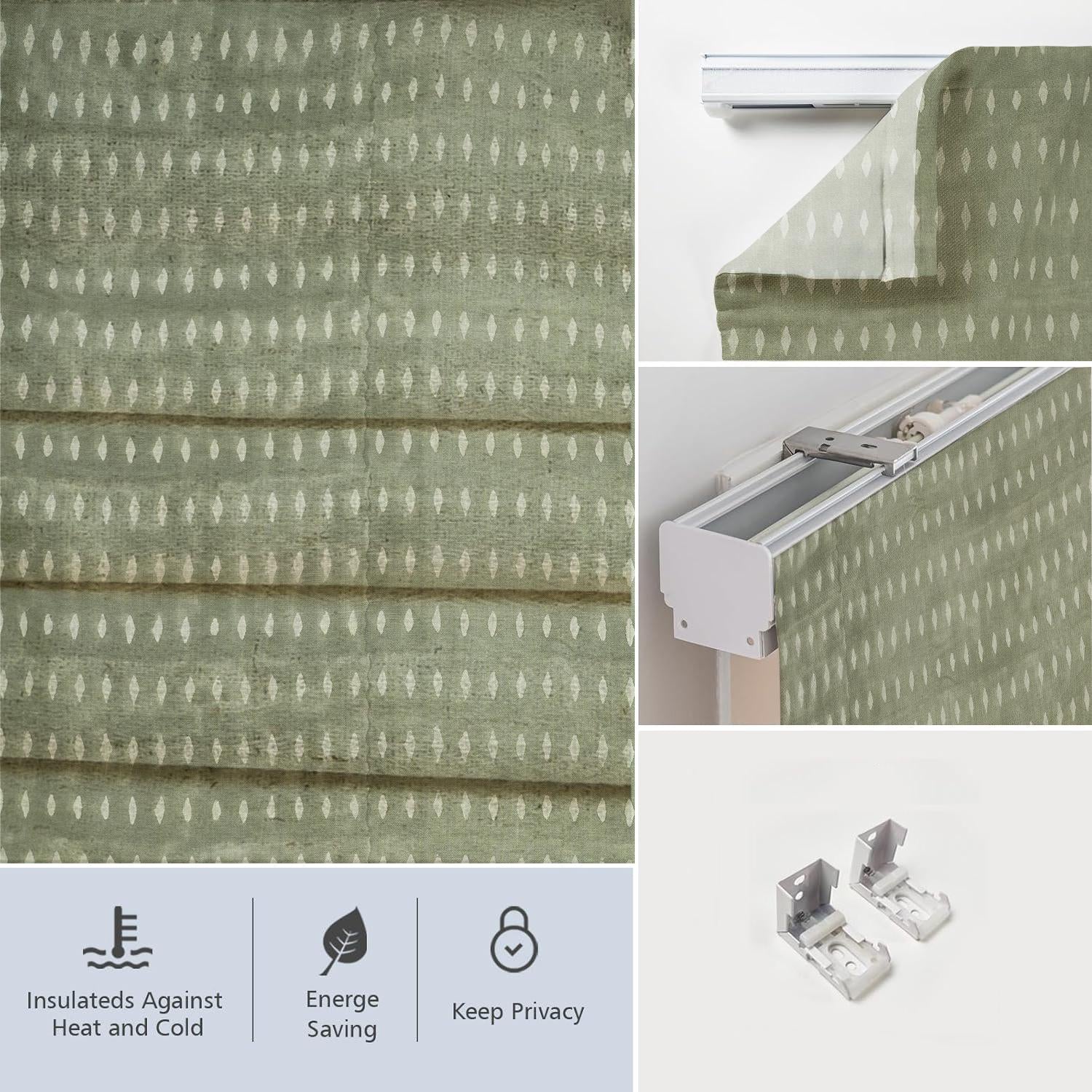 Handmade Boho Gray Floral Roman Shade on Thick Linen Window Covering for Farmhouse Decor – OMGI