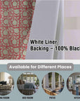 Thick Linen Blackout Curtains with Floral Hand Block Print - Grommet Room Darkening Drapes - 6 Kamal