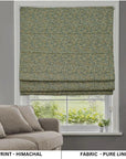 Hand Block Printed Floral Linen Window Valance Blackout Roman Shade - HIMACHAL