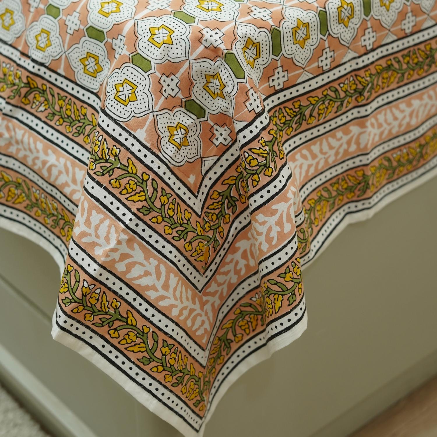 Handmade cotton bedsheet, floral print bedcover and pillowcase, set of bedcover and pillow cover, farmhouse bohemian decor.