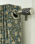 Block Print Pure Linen Blackout Curtains - Indian Print Window Panels for Elegant Home Decor - Amritvela
