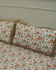 Our hand block printed cotton bedding set offers a unique floral design that celebrates heritage craftsmanship. Each detail is pressed by hand on soft cotton, creating a cozy, decorative accent for your bedroom.