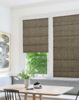 Handmade Block Printed Roman Blind in Thick Linen Boho Brown & Gray Floral Window Shade – TULSI BUTI