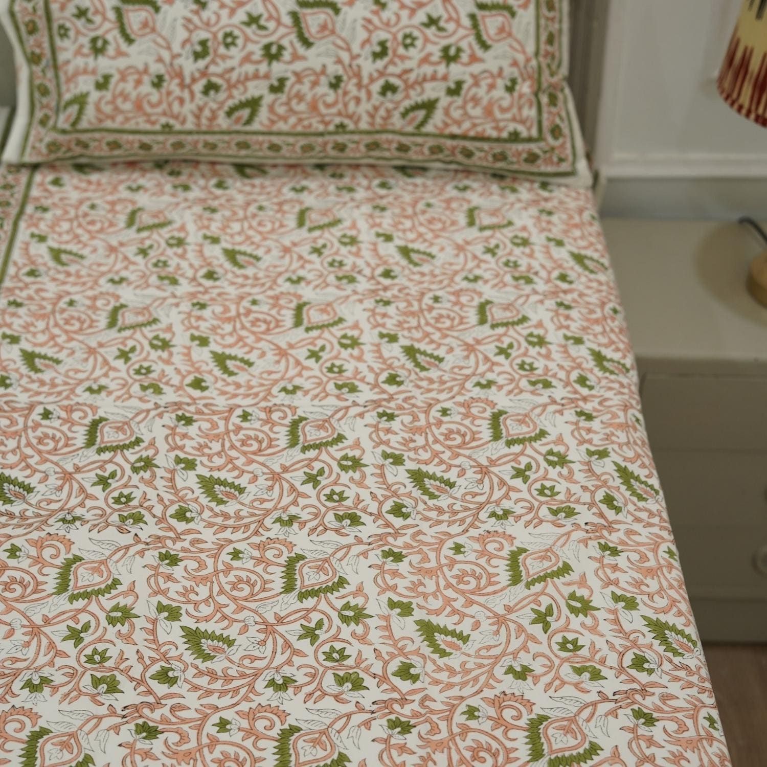 Hand block printed bedding, Indian block print bedsheets, Floral print cotton bedsheet, Natural dyed bedding, Block print pillow cover, Indian handloom bedsheets, Cotton throw for bed.