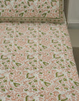 Hand block printed bedding, Indian block print bedsheets, Floral print cotton bedsheet, Natural dyed bedding, Block print pillow cover, Indian handloom bedsheets, Cotton throw for bed.
