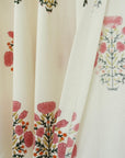 HandBlocked White Linen Blackout Curtains - Elegant Indian Home Decor - Swadesh