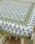 HANDCRAFTED INDIAN BLOCK PRINTED TABLE COVER 100% COTTON FABRIC AND NAPKINS RUNNER - KUSUM