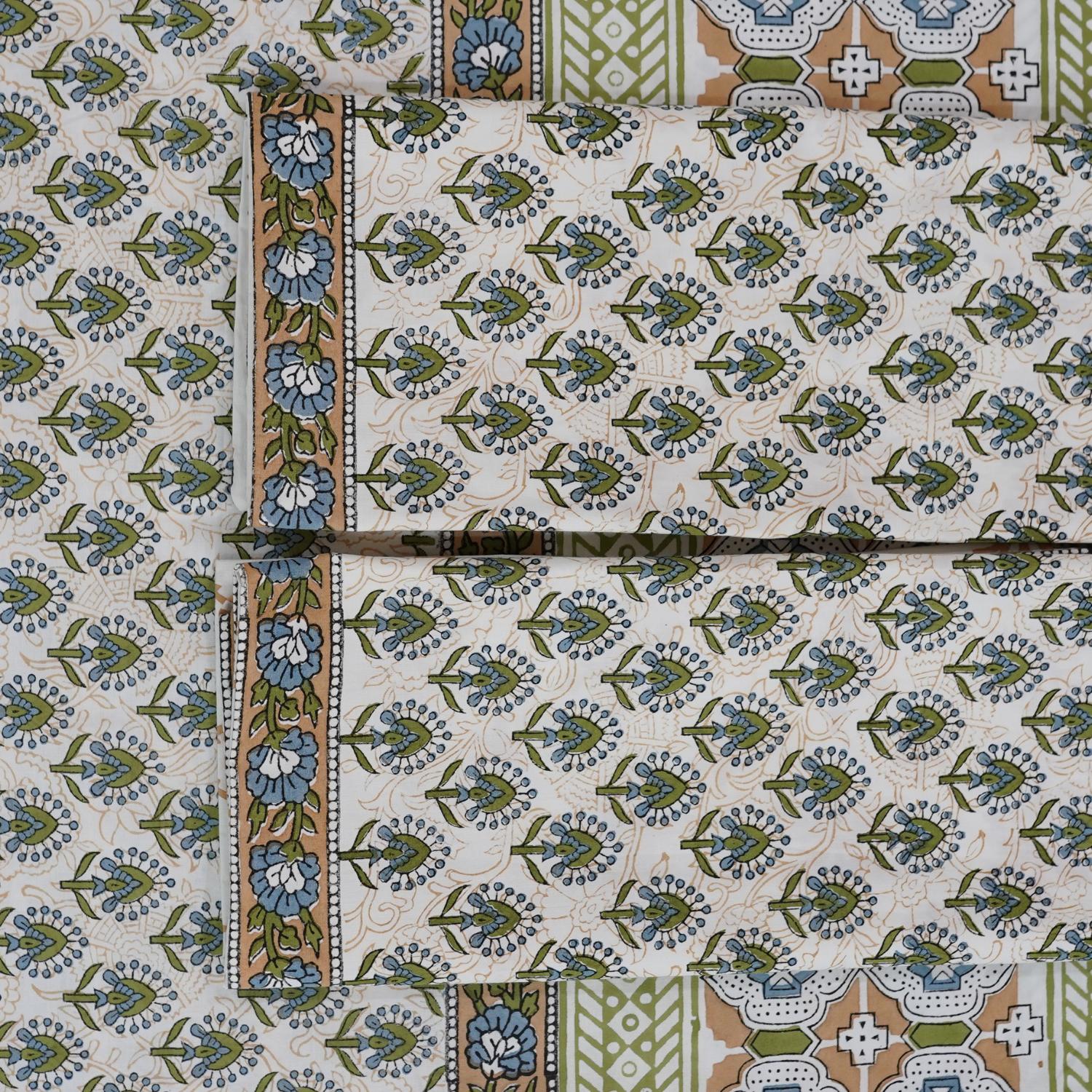 Invite timeless tradition into your space with our hand block printed floral cotton bedsheet. The soothing design and craftsmanship offer an earthy, graceful touch.