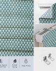 Handblock Printed Bluish Floral Pure Linen Window Covering Boho Bloom Roman Shade For Home Decor - PINKCITY