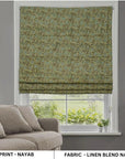 Blackout Linen Roman Shade Hand Block Printed Farmhouse Window Valance - NAYAB