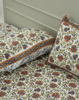 Our hand block printed cotton bed linen is perfect for those who love unique art. Featuring floral designs printed with wooden blocks, this breathable cotton bedsheet and pillow cover enhance both farmhouse charm and everyday comfort.