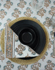 BROWN FLORAL HAND BLOCK PRINTED COTTON KITCHEN TABLE COVER AND NAPKINS SET - BEL PATRA