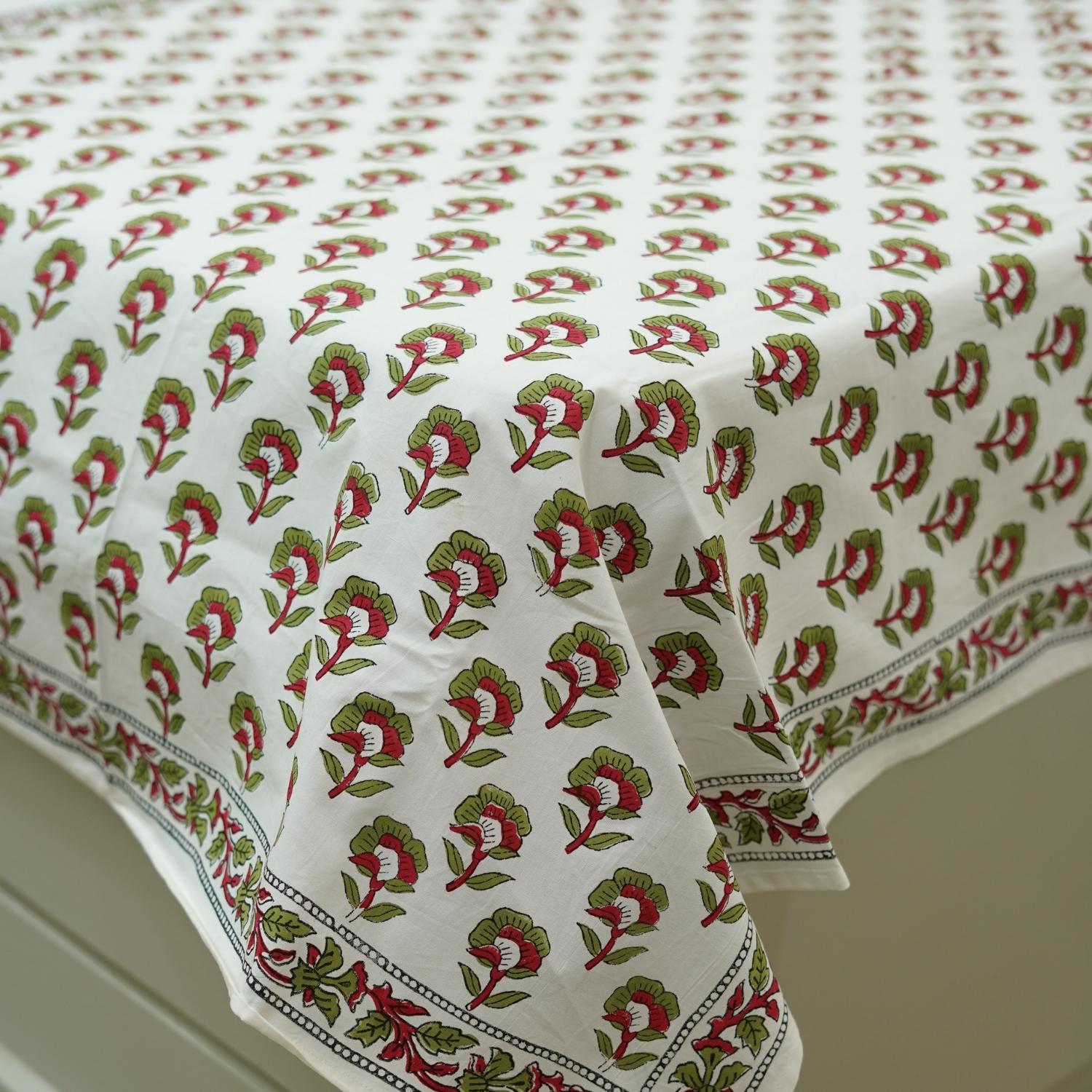 Cotton block print bedsheet, floral handprinted natural king size bedspreads, floral cotton pillow cover set, decorative cotton bedding, bohemian décor, farmhouse cotton bedding.