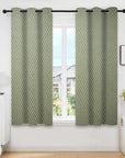 Blackout Linen Ring Curtain with Hand Block Print Farmhouse Window Treatment - Tarz