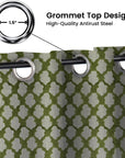 Room Darkening Floral Grommet Curtains - Blackout Linen Window Treatment - Badal