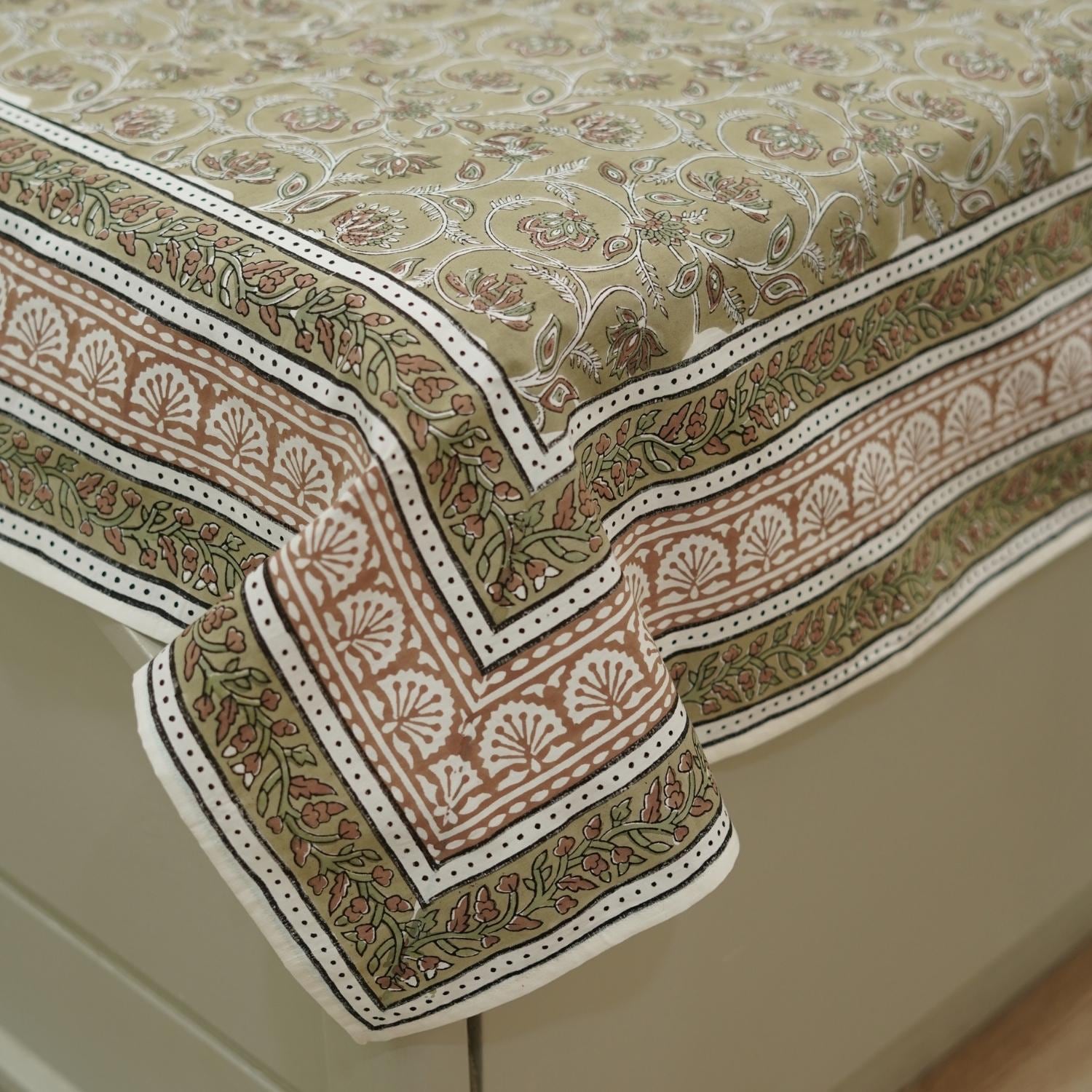 Artistic Hand block printed bedding, Indian block print bedsheets, Floral print cotton bedsheet