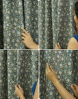 Block Print Pure Linen Blackout Curtains - Indian Print Window Panels for Elegant Home Decor - Amritvela