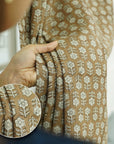 Linen Block Print Curtains - Minimalist Indian Window Treatments - Tulsi Buti