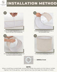 The image is a step-by-step guide on how to install a lampshade, providing instructions on how to properly secure the lampshade to the lamp base and ensure its stability.