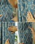 Hand Block Print Linen Blackout Curtains - Indian Fabric Room Decor - Neel Gagan