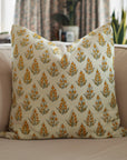 Block Printed Duck Canvas Floral Pillow Cover