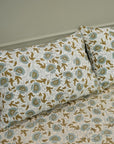 This hand block printed cotton bedsheet and pillow set is a statement in sustainable living. Natural dyes and floral designs create a calming aesthetic, offering handmade luxury with a touch of earthy elegance.