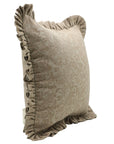 Block Printed Thick Linen House Decor Frill Pillow Cover - Jarul
