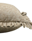 Block Printed Thick Linen House Decor Frill Pillow Cover - Jarul