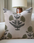 Badshah Block Printed Green Decorative Pillow Covers in Pure Linen