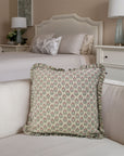 Block Printed Floral Living Room Thick Linen Frill Pillow Cover - Alia