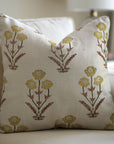 Block Printed Floral Pure Linen Throw Decorative Home Decor Pillow Cover - Amitabh