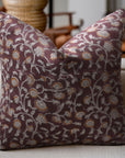 Himachal Block Printed Brown Linen Pillow Covers For Cough