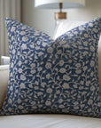 Block Printed White Designer Throw Pillow Cover Pattern - Himachal