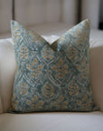 Block Printed Off White Linen Throw Pillow Cover - Vishal Pushp