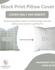 Hand Block Printed Thick Linen Designer Pillow Cover - Blue Garud