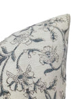 Block print off white linen throw pillow cover- JALDHARA - Fabdivine