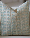 Hand Block Printed Thick Linen Designer Pillow Cover - Blue Garud