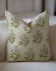 Hand Block Floral and Leaf Printed Thick Linen Cushion Cases - Neha