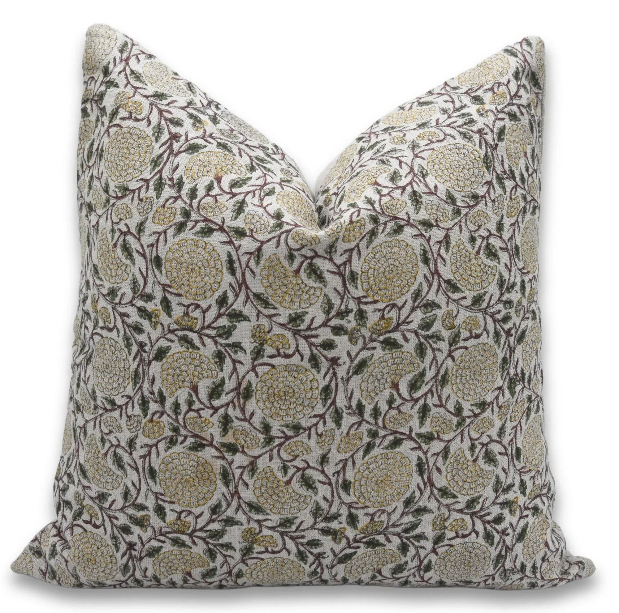 Square/Lumber block print pillow cover- thick linen- KARWACHAUTH - Fabdivine